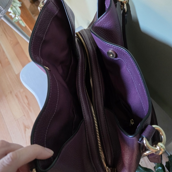 Coach Hallie Eggplant Purple Leather Women's Bag - Picture 6 of 12